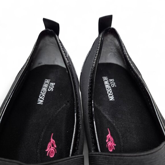 Ros Hommerson Carol Black Patent Trim Slip On Casual Comfort Flats Memory Foam 6 - Picture 6 of 10